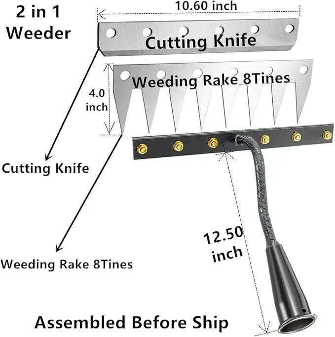 2 in 1 Iron Rake 2.0 for Gardening & Weeding,Multi-Tine Carbon Steel Garden Cultivator Rake | Weed Puller Tool & Uprooting Weeder for Gardenia | for Weeding, Cultivating, Lawn(No Handle Included) by GreenHaven Gardens