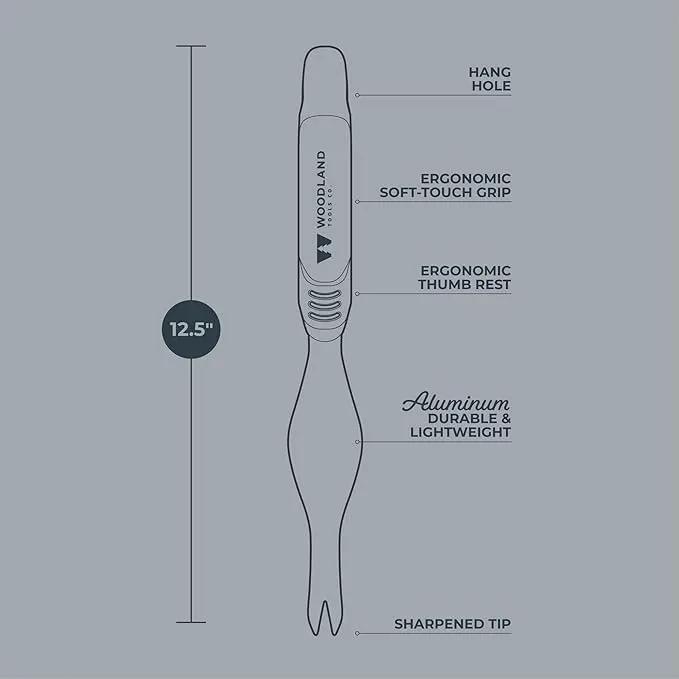 Woodland Tools Heavy Duty Garden Weeder – Manual Weed Puller Tool with Anodized Aluminum Blade & Ergonomic Grip – Root Remover for Dandelions, Thistles, & Taproots – Lawn & Flower Bed Weeding Tool by GreenHaven Gardens