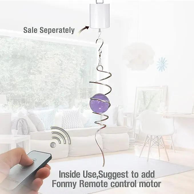 Fonmy Purple Gazing Ball Spiral Tail Wind Spinner Stabilizer with Swivel Hook 11inch Stainless Steel Tail and 2 inch Purple Glass Orb. Indoor Outdoor Garden Decoration Hanging Ornaments by GreenHaven Gardens