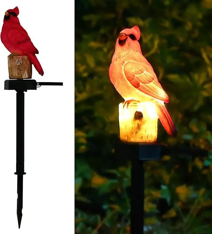 Cardinal Garden Decor Red Bird Figurine Memorial Solar Light Outdoor Stake Patio Yard Art Lawn Ornaments Porch Cute Christmas Decorations Outside Mom Grandma Women by GreenHaven Gardens