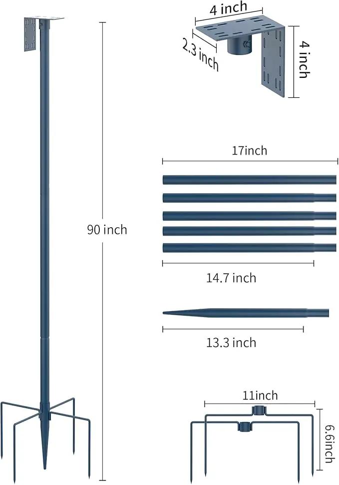 Bird Feeder Pole Stand – 90 Inch Height Feeding Station with 1-Inch Dia Heavy Duty for Hanging Feeders, Bird House Pole Mount Kit for Outdoor, Slip-Fit Connection，Blue by GreenHaven Gardens