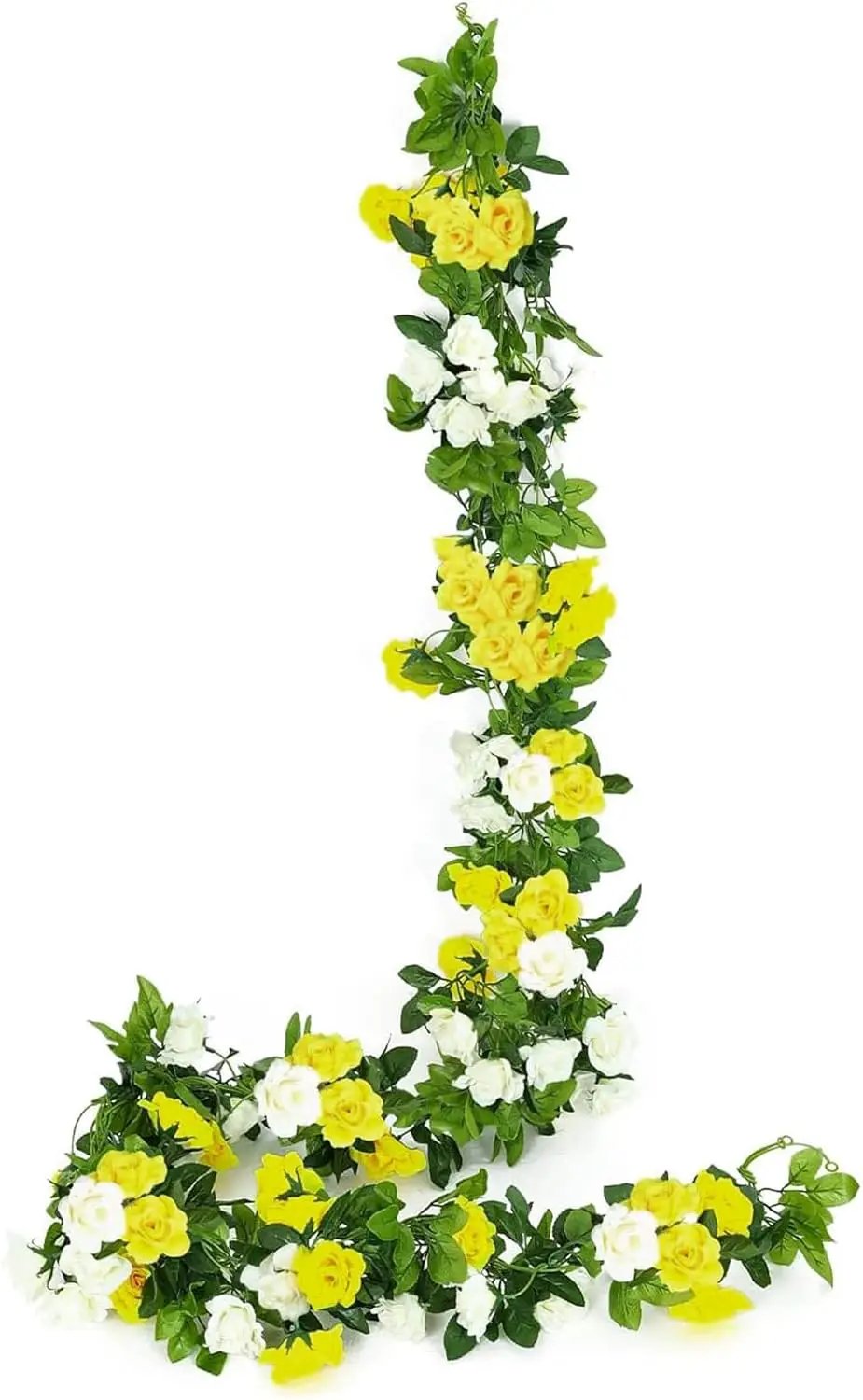 JUSTOYOU 2 Pack (15.8FT) Fake Rose Garland, Artificial Rose Vines Flowers Hanging Silk Rose Vine Wedding Home Backdrop Party Arch Arrangement Decoration by GreenHaven Gardens