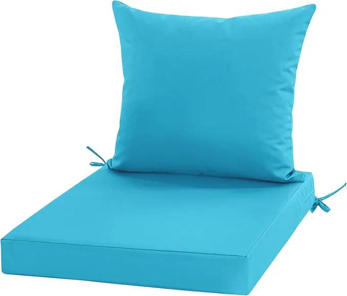 24x24 Inch Outdoor Cushions for Patio Furniture, Waterproof Outdoor Chair Cushions w/Fade-Resistant, Removable & Machine-Washable Covers, Deep Seat Sofa/Couch Pad Replacement – Set of 1/2/4, Teal by GreenHaven Gardens