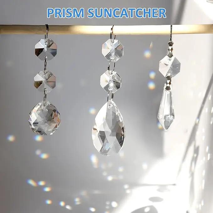 44 Pack Chandelier Crystal Prism Replacement, 38mm Hanging Clear Crystal Glass Bead Prisms 20mm Chandelier Crystals Modern for Foyer Wedding Lamp Windows Christmas Tree Decoration by GreenHaven Gardens