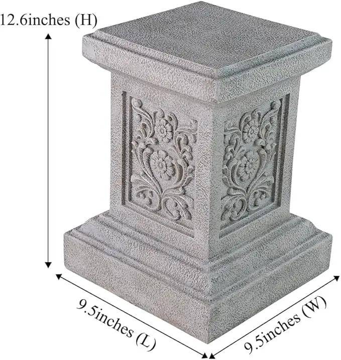 Classic Statuary Stand Garden Pedestal Sculpture Decor Plinth Base Riser, Outdoor or Indoor Resin Statuary Pedestal, 12.6"(H) x 9.5"(L) x 9.5"(W) by GreenHaven Gardens