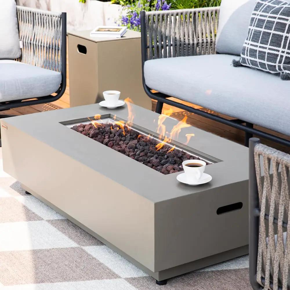 Westwood 50” Propane Fire Pit Smokeless Firepit Outdoor Gas Fire Pit for Outside Patio Firepit Table Includes Rain Cover Converter Kit Lava Rocks Lid CSA Certified by GreenHaven Gardens