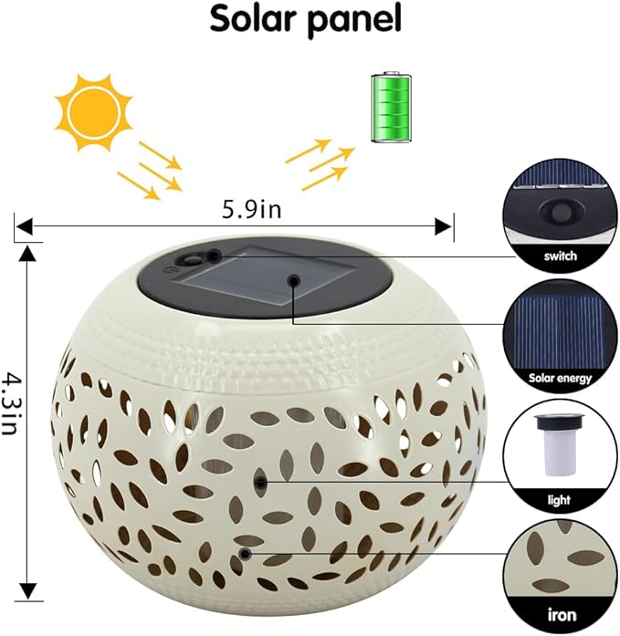 Solar Table Lantern Outdoor Waterproof-2PACK Dancing Flickering Flame Solar Light,White Metal Desktop Decorative Lamp Auto On/Off Lighting Dusk to Dawn for Indoor Desk Patio Garden Pathway Yard by GreenHaven Gardens
