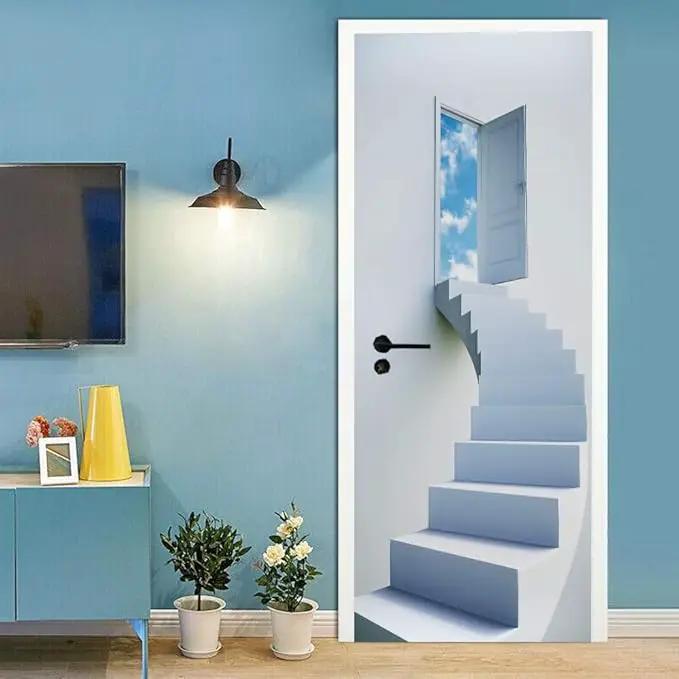 3D Door Stickers Murals - Peel & Stick - Stairs & Wall - Self-Adhesive Decals - Removable PVC Waterproof Door Poster - Bedroom & Living Room Decoration - 35.4" x 78.7" by GreenHaven Gardens