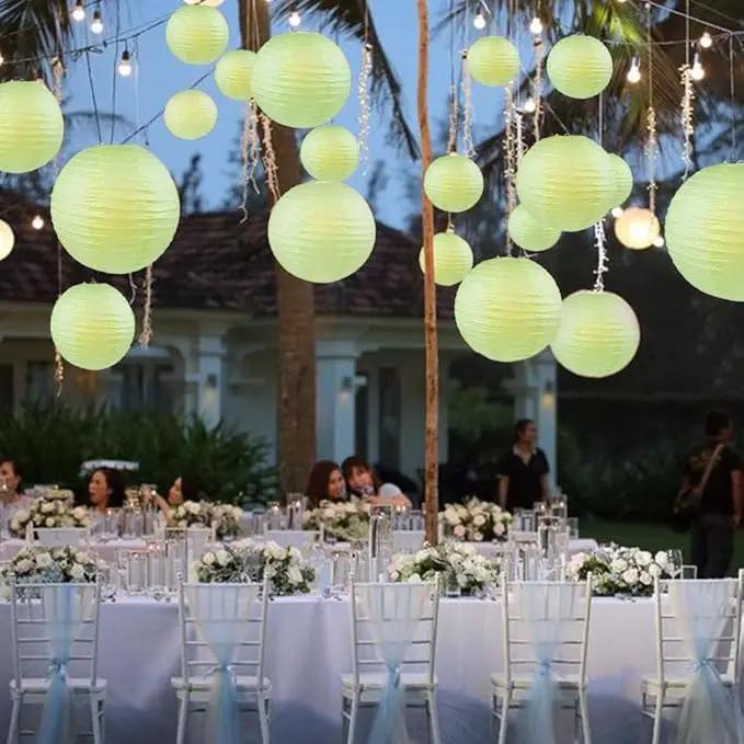 WYZworks - Round Paper Lanterns 10 Pack (Light Apple Green, 8") - Hanging Paper Lanterns Lamp for Wedding, Birthday, Party and Home Decorations with 8", 10", 12", 16" Option by GreenHaven Gardens