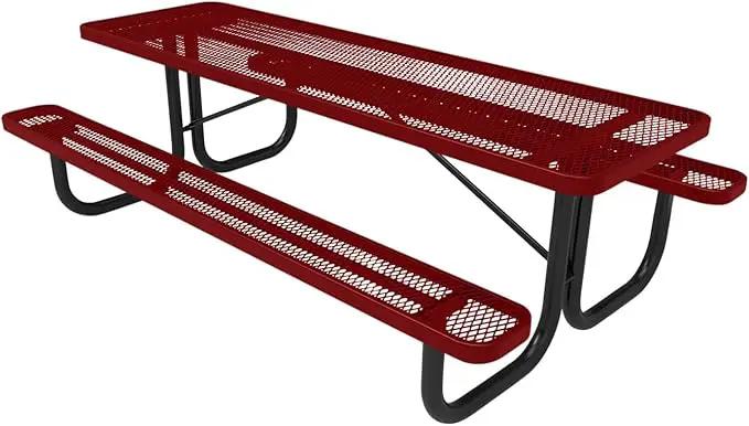 T8-TXTBUR Heavy Duty Rectangular Portable Picnic Table, 8 Ft, Textured Burgundy, Made in America by GreenHaven Gardens