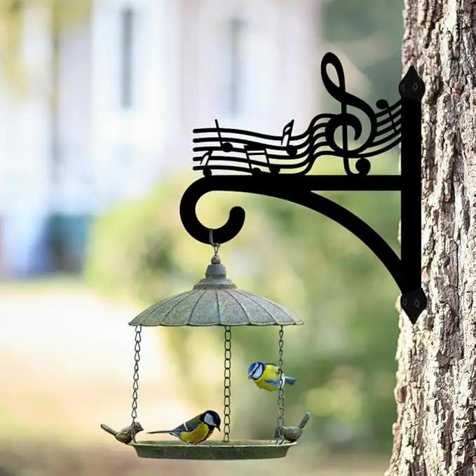 peacoblue Iron Plant Hangers Hooks for Outdoor Indoor Hanging Plants Flower Fern Pots Lantern Bird Feeder,12"x13.8" Weather Resistant Metal Wall Holder for Porch Garden Farmhouse(Music Notes) by GreenHaven Gardens
