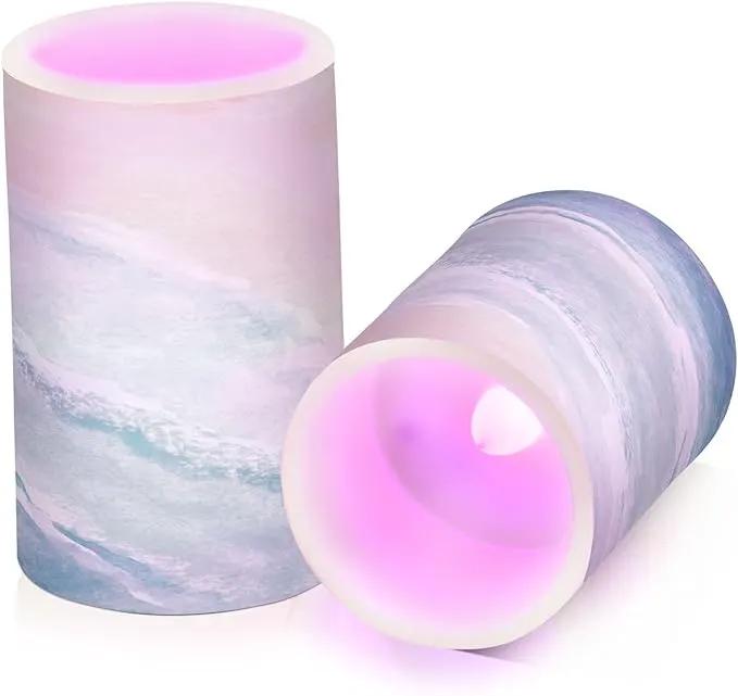 Flickering Flameless Candles, Bohemian Beach LED Candles with Remote Timer, Set of 2 Battery Operated Candle for Valentine Wedding Birthday by GreenHaven Gardens