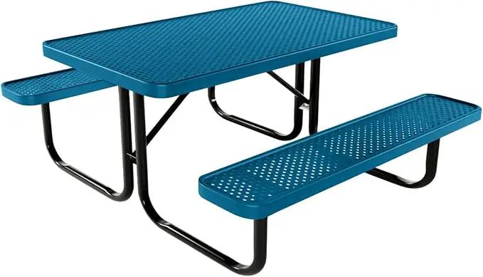 Coated Outdoor Furniture Heavy-Duty Portable Outdoor Kids Table, Punched Steel Kids Picnic Table, Commercial-Grade Picnic Table, Made in America (4ft Rectangular, Childrens, Light Blue) by GreenHaven Gardens