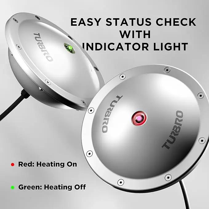 TURBRO Pond De-icer, Floating Pond Heater with 32.8 ft. UL Approved Cord, Full Stainless Steel Casing, GFCI Leakage Protection Plug, for Outdoor Ponds with Fish, 400 Watts, PD400A, Silver by GreenHaven Gardens