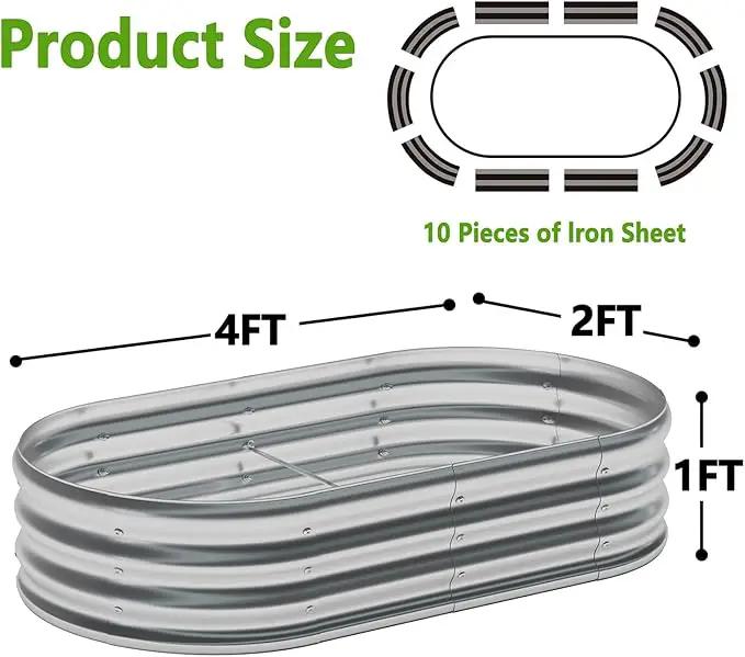 zizin 2 Pack Galvanized Raised Garden Bed Metal Oval Raised Garden Beds Outdoor Planter Box for Vegetables (4x2x1FT, Silver) by GreenHaven Gardens