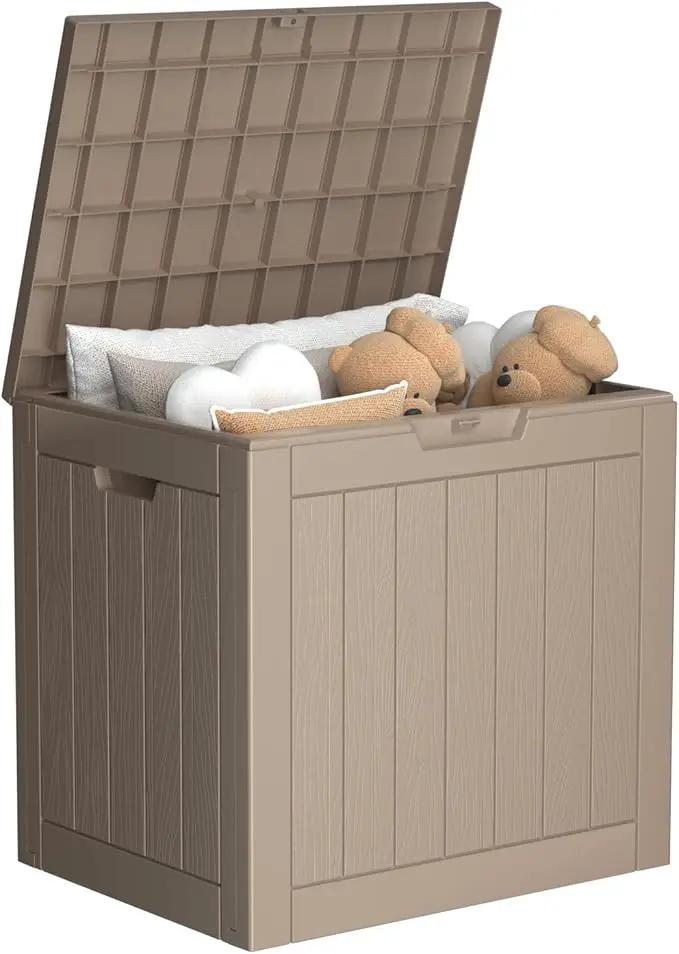 36 Gallon Outdoor Deck Box,Storage Lockable Waterproof Patio Furniture,Garden Tools,Cushions,Pool Accessories Outside Storage Resin Box(Grey) by GreenHaven Gardens