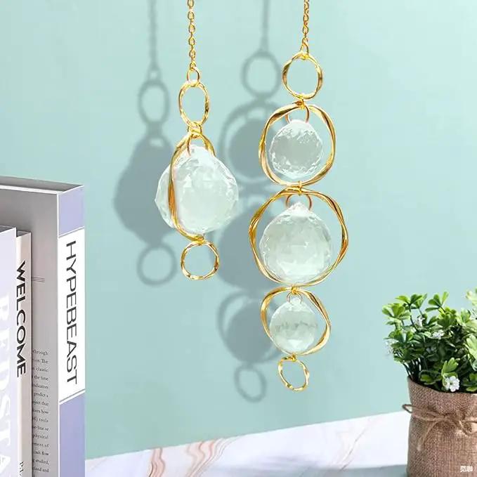 2 Pcs Crystal Suncatcher Wind Chimes for Outside,Crystal Suncatcher Prisms Hanging Outdoor Wind Chimes,Sun Catcher Hanging Crystals for Windows,Suncatchers Wind Chime Garden Decor Wedding Decoration by GreenHaven Gardens