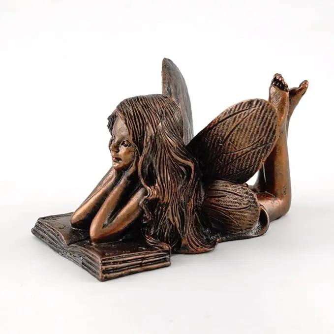 Top Collection 4386 Miniature Garden & Terrarium Fairy Reading Statue, Small, Bronze by GreenHaven Gardens