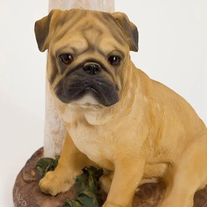 Bits and Pieces-Solar Light Fawn Pug-Solar Powered Garden Lantern - Resin Dog Sculpture with LED Light by GreenHaven Gardens