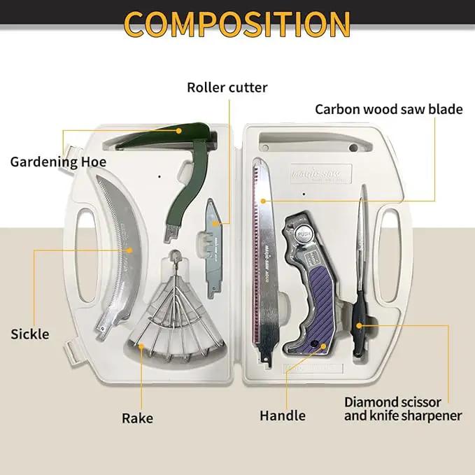 Garden Tool Set, Stainless Steel Heavy Duty Gardening Tool Set, with One Touch Safety Locking, Storage Case, Outdoor Hand Tools, Ideal Garden Tool Kit Gifts for Women and Men