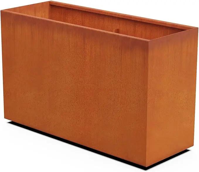 Corten Steel Planter Rectangle Outdoor Metal Garden Box Heavy Duty | Made in USA | Fully Assembled by GreenHaven Gardens