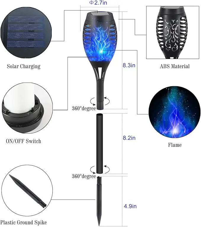 12-Pack Blue Solar Flickering Flame Torches – Waterproof Solar Garden Lights, Outdoor Solar Lights for Yards, and Flame Torches for Patio and Pathway Decorations by GreenHaven Gardens