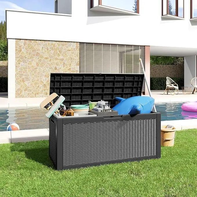 100 Gallon Outdoor Storage Box – Waterproof Deck Box for Garden, Patio & Backyard,Black by GreenHaven Gardens