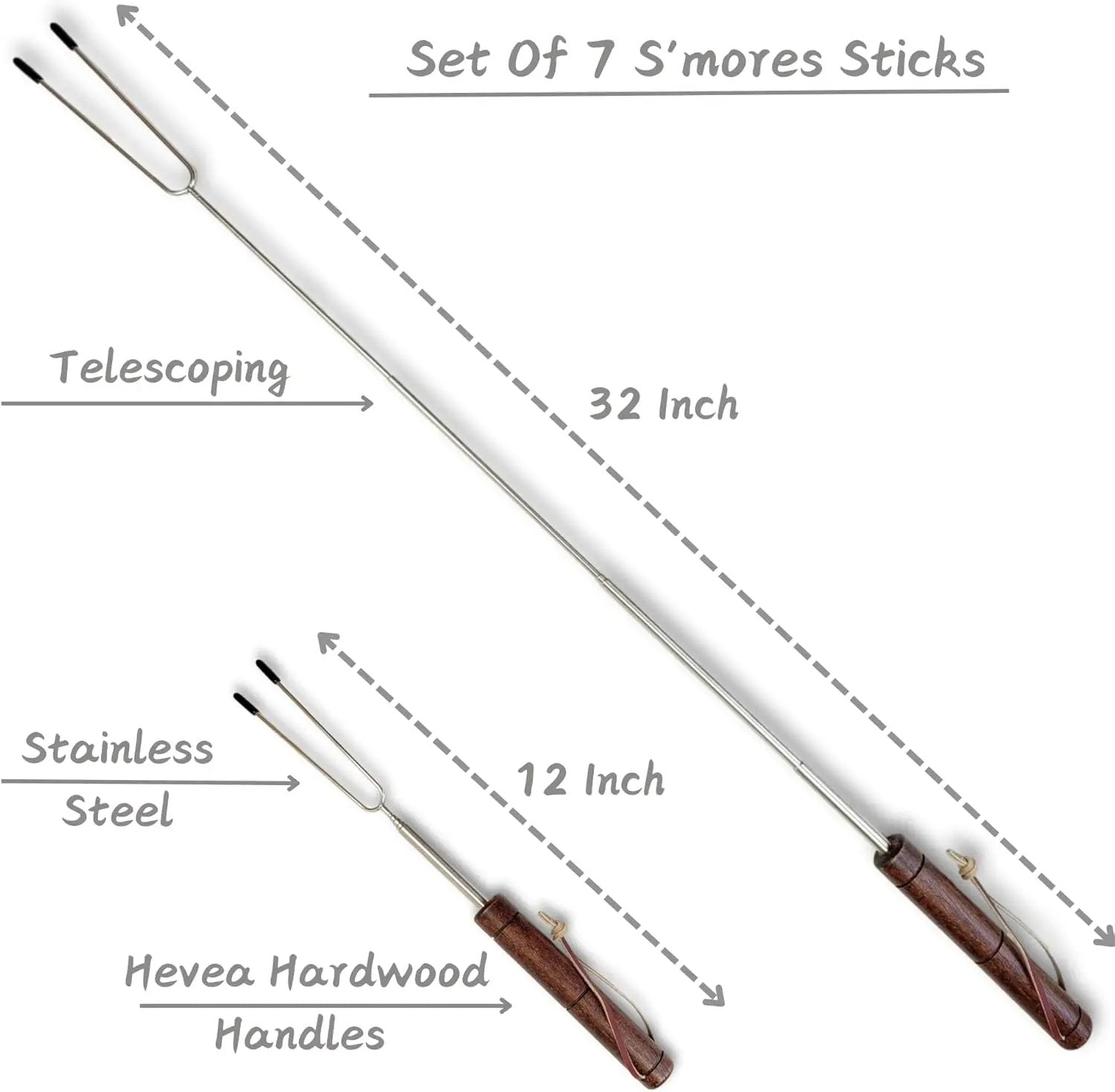 Smores Sticks For Fire Pit [Set Of 7] - Marshmallow Roasting Sticks For Campfire, Classic Smore Sticks - Hot Dog Sticks For Campfire - SUMPRI Campfire Sticks by GreenHaven Gardens