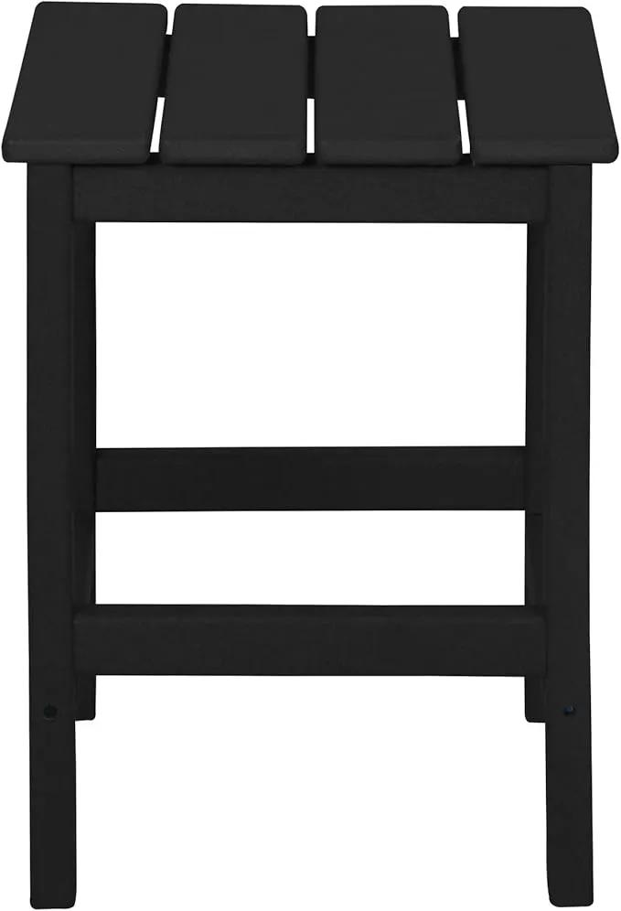 WO Home Furniture Adirondack Chair Table Set of 2 PCS Outdoor Folding Chair w Side Table Weather/UV Resistant for Lawn, Garden, Bon Fire, Balcony (Black) by GreenHaven Gardens