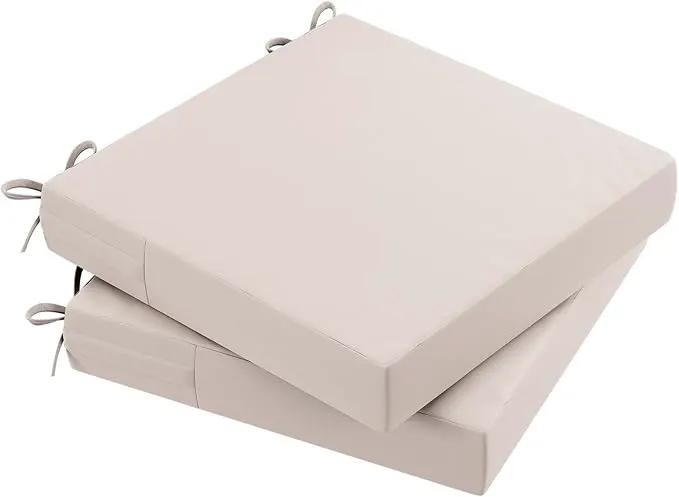 AAAAAcessories Outdoor Seat Cushions for Chairs, Waterproof, Fade-Resistant Patio Furniture Replacement Cushions, 18" x 18" x 2", Set of 2, Khaki Beige by GreenHaven Gardens