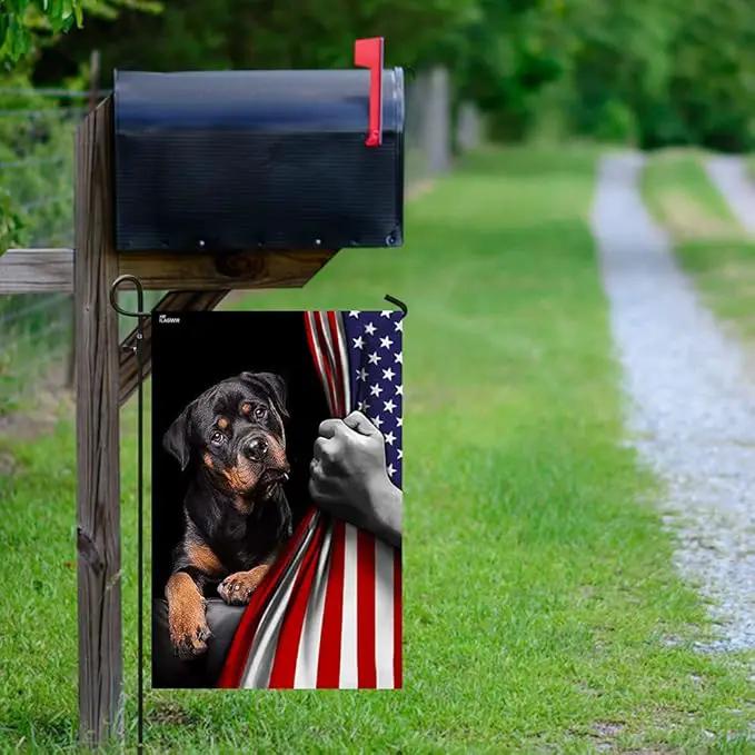FLAGWIX American Flag - Rottweiler Dog Lover American US Flag, 4th of July Decorations for Inside, Outside, Garden Flag (11.5" x 17.5") - USA Flags Premium Polyester, Decorative Indoor Outdoor Flag by GreenHaven Gardens