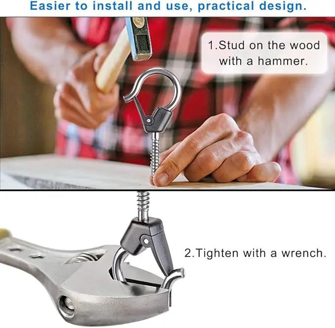 BeneLabel Wall Mount Ceiling Hooks with Safety Buckle - Plant Hanger Hooks - Outdoor Hanging Brackets for Hanging Plants, Lights, Wind Chimes & More - Rust Proof and Wind Proof by GreenHaven Gardens
