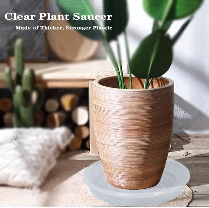 Plant Saucer 2 Pack of 14 inch, Clear Plastic Flower Plant Pot Saucer, Heavy Duty Plant Drip Trays Saucers for Indoor, Plant Water Tray for Planters by GreenHaven Gardens