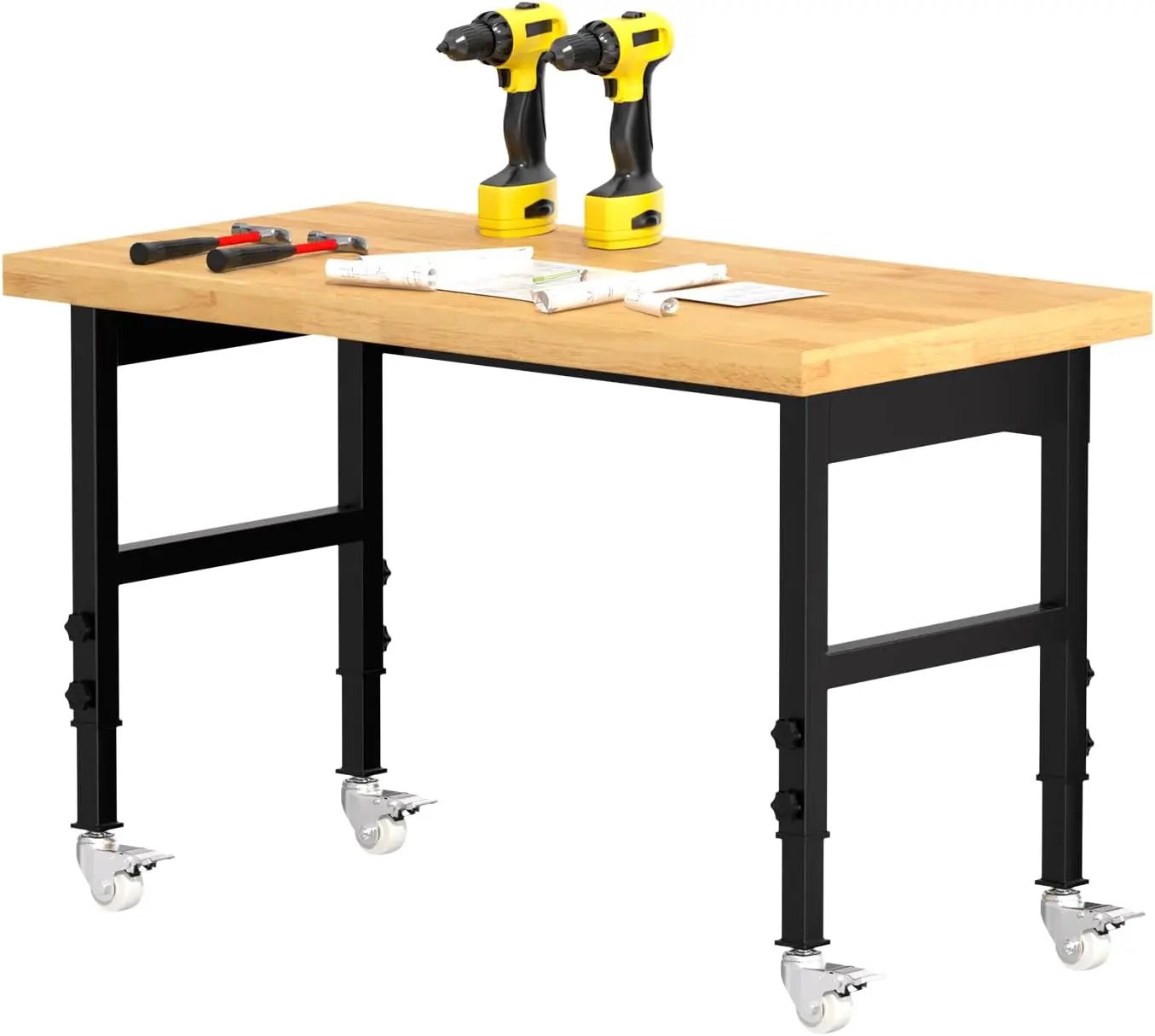 48" Work Bench, Heavy-Duty Solid Wood Workbench, Adjustable Height Work Table, 2000 LBS Capacity Workstation for Garage, Workshop, Home, Office (48" X 24") by GreenHaven Gardens