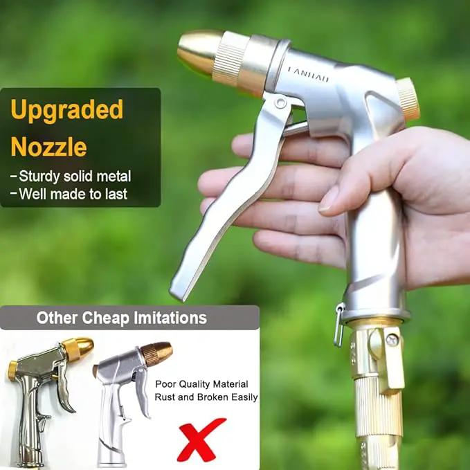 FANHAO Garden Hose Nozzle with Brass Tip, 100% Heavy Duty Metal Spray Nozzle High Pressure Water Nozzle with Adjustable Spray Patterns for Watering Plants, Washing Cars and Showering Pets by GreenHaven Gardens