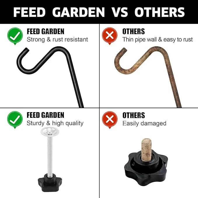 FEED GARDEN 2 Pack 29 Inch Adjustable Deck Hook,Solid Steel Deck Hangers for Bird Feeders,Lanterns, Flower Basket and Suet Baskets with Clamp,Black by GreenHaven Gardens