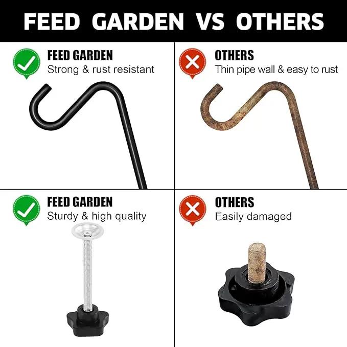 FEED GARDEN 31 Inch Heavy Duty Deck Hook, Non-Slip Clamp, 360 Degree Swivel, Black for Bird Feeders, Planters, Suet Baskets, Lanterns, Wind Chimes, 2 Pack by GreenHaven Gardens