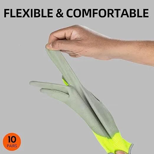 Vgo... 10-Pairs Safety Work Gloves, Gardening Gloves, Polyurethane Coated, Dipping Gloves, Latex Free (Size S, Yellow, PU2103) by GreenHaven Gardens