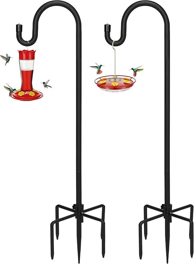 Kingsyard 2 Pack Adjustable Shepherd Hooks for Outdoor - 76 INCH Heavy Duty Bird Feeder Pole with 5 Prong Base, Hummingbird Feeder Stand, Garden Plant Baskets, Weddings Decor, Solar Light Lanterns by GreenHaven Gardens