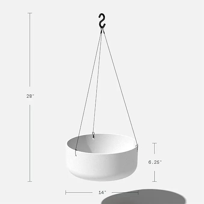 Veradek Mason Series Hanging Kona Planter - Round Planter for Outdoor Balcony/Patio | Made from Plastic-Stone Composite with Hanging Attachment | Modern Décor for, Flowers, Succulents, Small Plants by GreenHaven Gardens