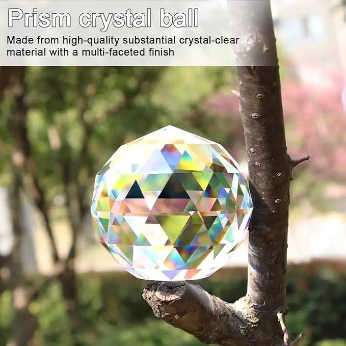 Clear Crystal Suncatcher Ball Prism Glass Sphere Faceted Gazing Ball Rainbow Maker Window Prisms Suncatcher for Window, Sun Catcher(80mm/3.15inch) by GreenHaven Gardens