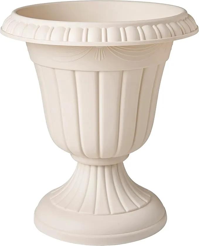 PL20BG Classic Traditional Plastic Urn Planter Indoor/Outdoor, 10" x 12", (Beige) by GreenHaven Gardens