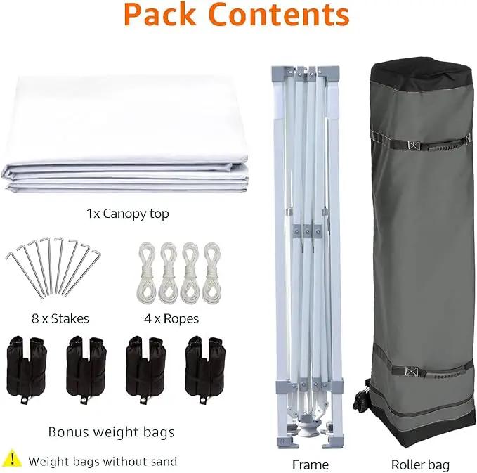 Amazon Basics Outdoor Pop Up 10 x 10 Canopy Tent for Events, Portable with Easy Setup, One-Push, Includes Wheeled Carry Bag, 8 Pegs, 4 Ropes, 4 Weighted Bags, White by GreenHaven Gardens