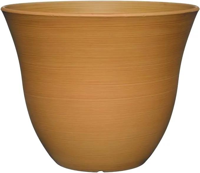 Classic Home and Garden Honeysuckle Resin Flower Pot Planter, Bamboo Brown, 15" by GreenHaven Gardens