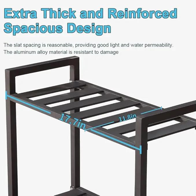 Versatile Indoor/Outdoor Plant Stand – High-Strength Aluminum with 300 LBS Load Capacity - Ideal Decor for Patios, Gardens, Living Rooms | L17.7 x W11.8 x H22 inches by GreenHaven Gardens