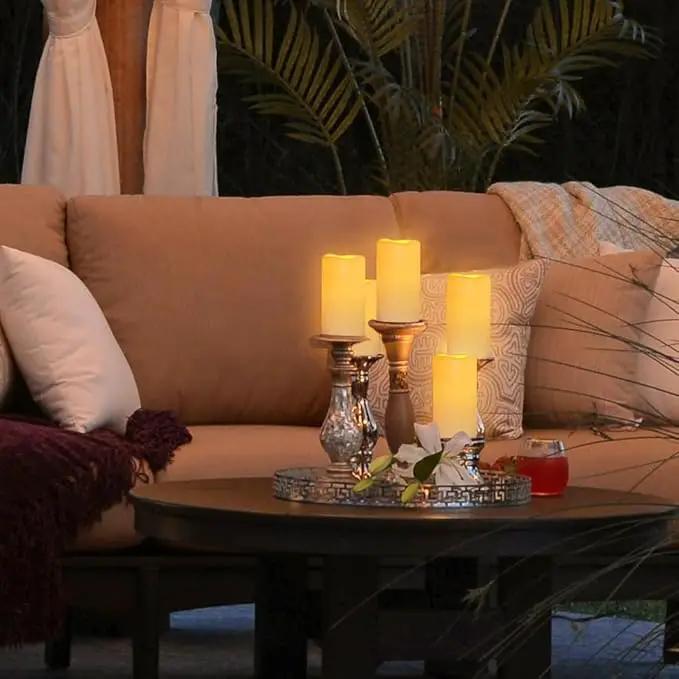 Waterproof Flameless Remote Control Candles 12PACK（D3''*H5.5''） Battery Operated Flickering LED Pillar Candle，plastic with 10-Key 24Hours Timer for Outdoor/Indoor Party Garden Lanterns Porch Ivory by GreenHaven Gardens