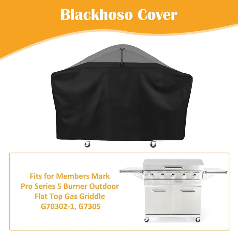 Griddle Cover for Members Mark Pro Series 5 Burner Outdoor Flat Top Gas Griddle, 600D Waterproof Heavy Duty Members Mark Griddle 5 Burner Cover, Includes Support Pole, Outdoor BBQ Accessory by GreenHaven Gardens
