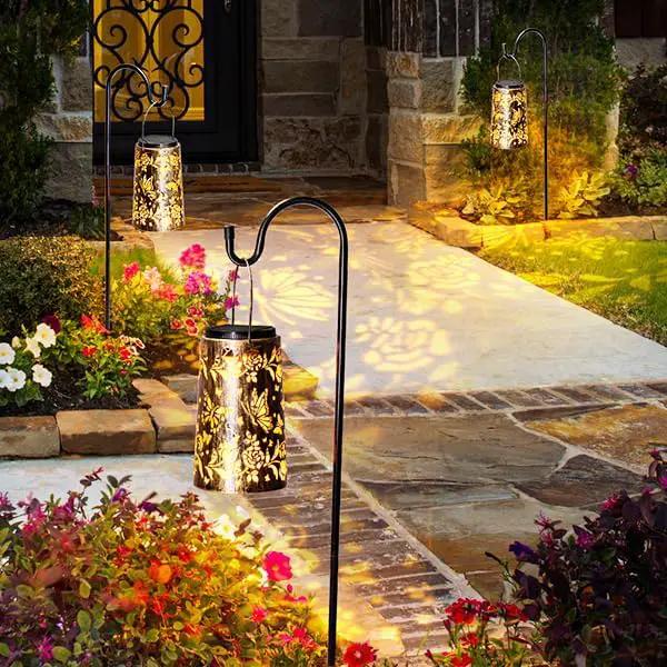 Outdoor Solar Lanterns Large Butterfly Pattern Lantern Hanging Light House Yard Patio Backyard Porch PathwayDecor Gifts for Women Grandma Mom Friends 2pcs by GreenHaven Gardens