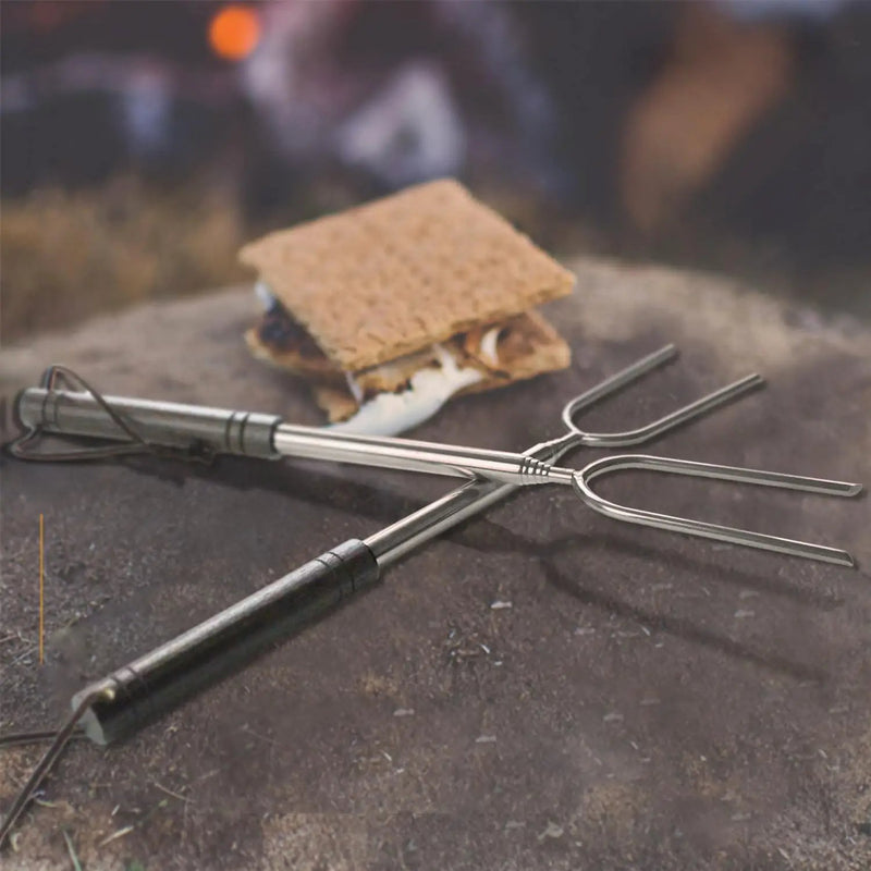 Marshmallow Roasting Sticks for Fire Pit with Wooden Handle, 41 Inches Long, Telescoping SUS304 Stainless Steel Marshmallow Skewers, Extendable Hog Dog Campfire Roasting Sticks, Camping Accessories by GreenHaven Gardens
