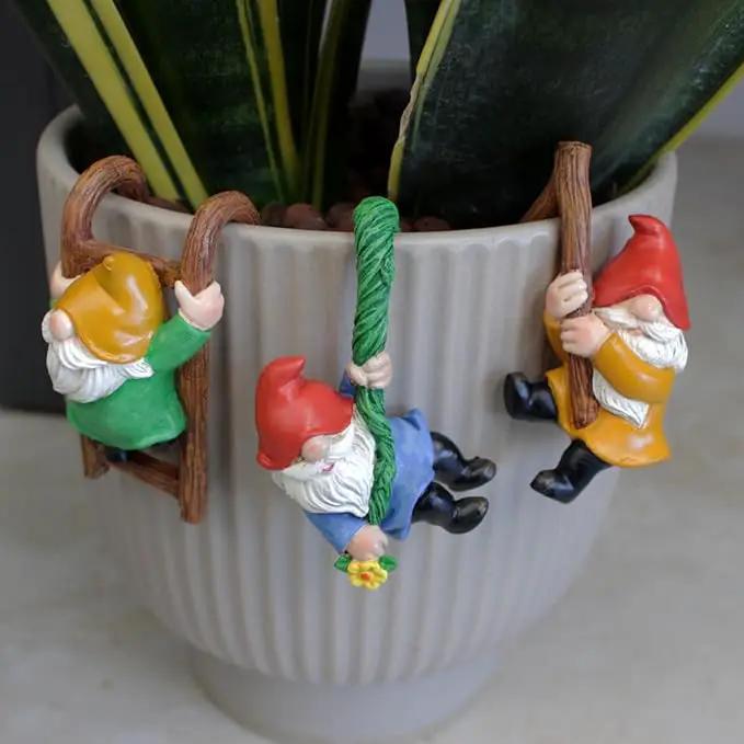 3 PCS Climbing Gnomes Tree Faces Decor Outdoor for Yard, Gnomes Statue, Outdoor Fairy Garden Resin Crafts, Flower Pot Landscape Dwarf, Micro Landscape Pendant Ornaments (3 PCS) by GreenHaven Gardens